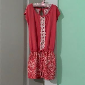 Girls coral romper